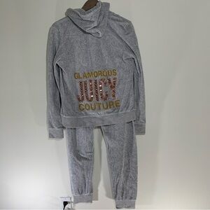 Juicy Couture  black label tracksuit rhinestone pink and gold velour